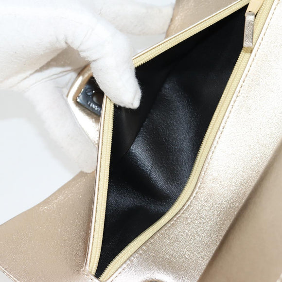 CHANEL Matelasse 25 Double Flap Chain Bag Lamb Skin Gold CC Auth BA4084SM