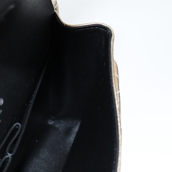 CHANEL Matelasse 25 Double Flap Chain Bag Lamb Skin Gold CC Auth BA4084SM