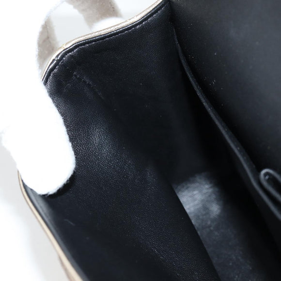 CHANEL Matelasse 25 Double Flap Chain Bag Lamb Skin Gold CC Auth BA4084SM