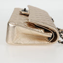 CHANEL Matelasse 25 Double Flap Chain Bag Lamb Skin Gold CC Auth BA4084SM-4