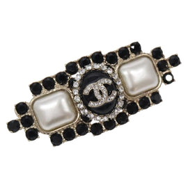 CHANEL COCO Mark Brooch metal Black CC Auth BA4085M