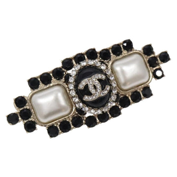 CHANEL COCO Mark Brooch metal Black CC Auth BA4085M