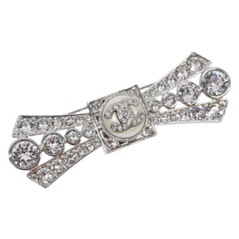 CHANEL COCO Mark Brooch metal Silver CC Auth BA4086M