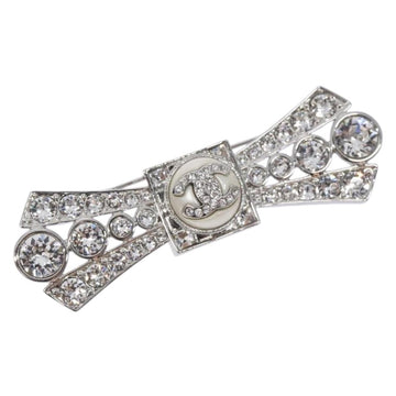 CHANEL COCO Mark Brooch metal Silver CC Auth BA4086M