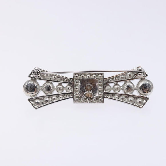 CHANEL COCO Mark Brooch metal Silver CC Auth BA4086M