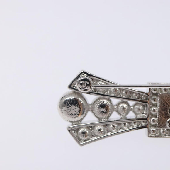 CHANEL COCO Mark Brooch metal Silver CC Auth BA4086M