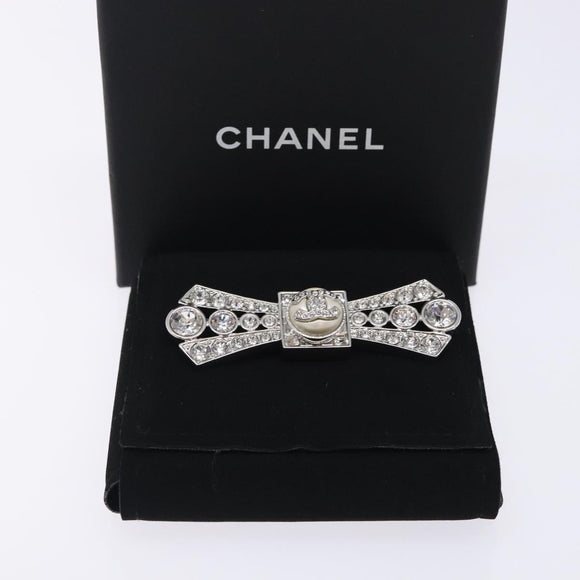 CHANEL COCO Mark Brooch metal Silver CC Auth BA4086M