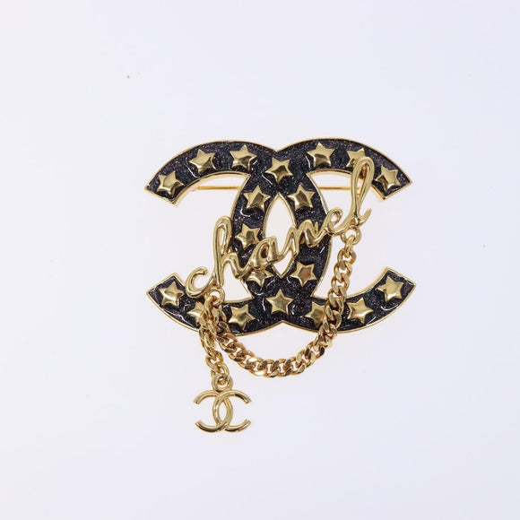 CHANEL COCO Mark Brooch metal Gold CC Auth BA4087M