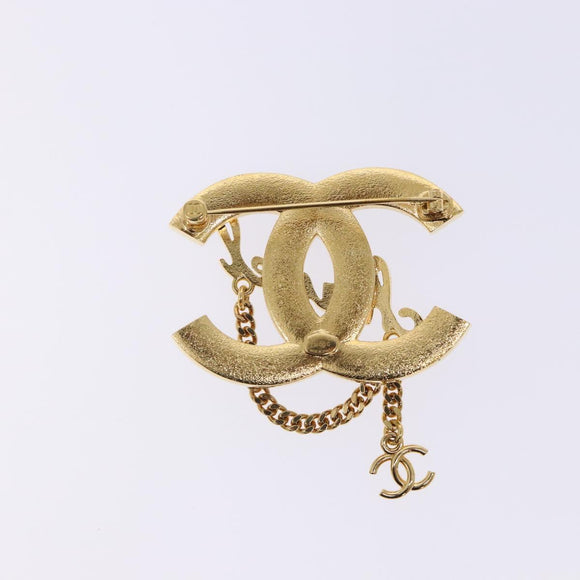 CHANEL COCO Mark Brooch metal Gold CC Auth BA4087M