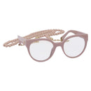 CHANEL COCO Mark Ball Chain Strap Glasses Plastic Pink CC Auth BA4089-1