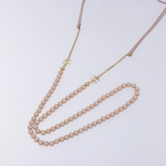 CHANEL COCO Mark Ball Chain Strap Glasses Plastic Pink CC Auth BA4089
