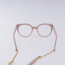 CHANEL COCO Mark Ball Chain Strap Glasses Plastic Pink CC Auth BA4089-2