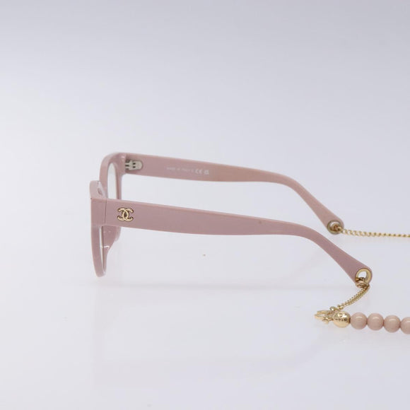CHANEL COCO Mark Ball Chain Strap Glasses Plastic Pink CC Auth BA4089