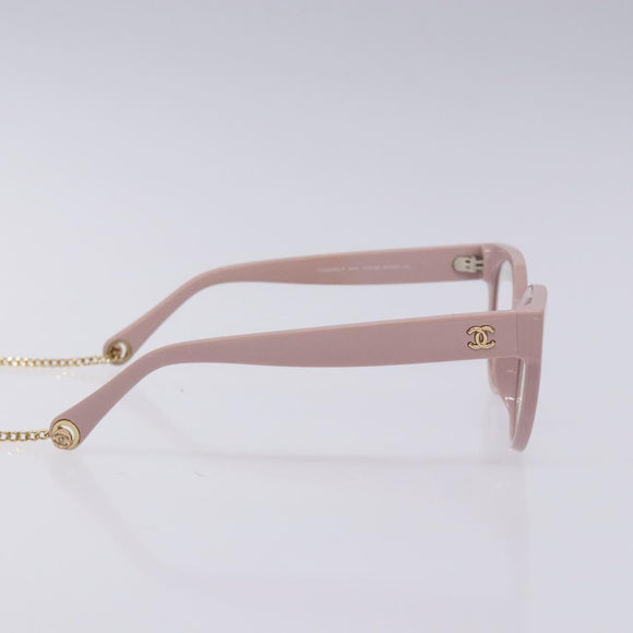 CHANEL COCO Mark Ball Chain Strap Glasses Plastic Pink CC Auth BA4089