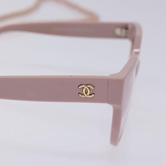 CHANEL COCO Mark Ball Chain Strap Glasses Plastic Pink CC Auth BA4089
