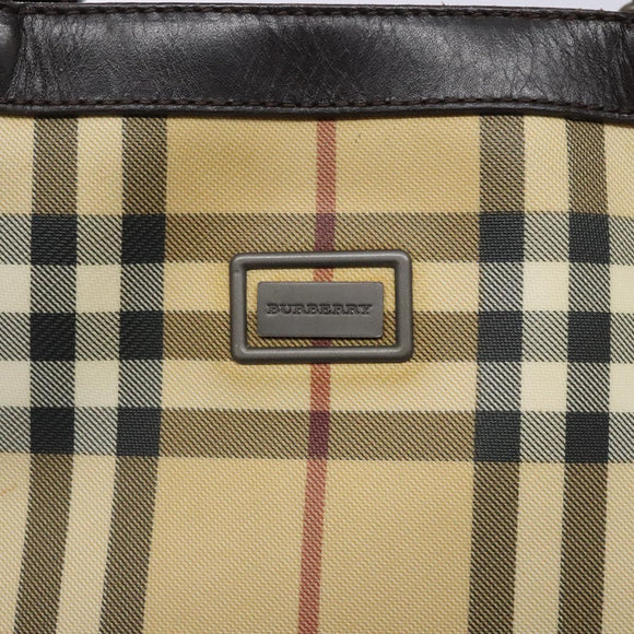 BURBERRY Nova Check Tote Bag PVC Beige Auth BA4094