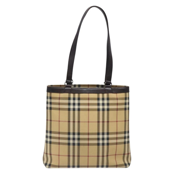 BURBERRY Nova Check Tote Bag PVC Beige Auth BA4094