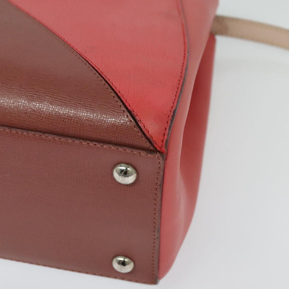 FENDI Petite to Jules Hand Bag Leather 2way Pink Silver Auth BA4096