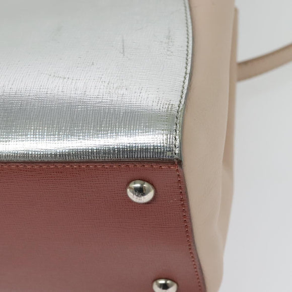 FENDI Petite to Jules Hand Bag Leather 2way Pink Silver Auth BA4096