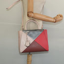 FENDI Petite to Jules Hand Bag Leather 2way Pink Silver Auth BA4096-23