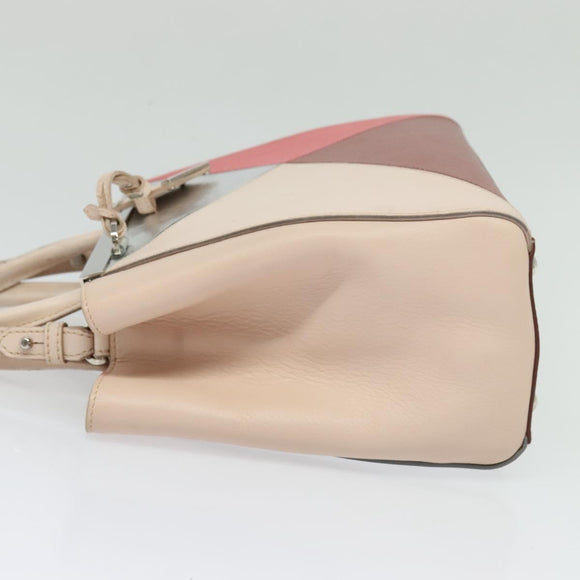 FENDI Petite to Jules Hand Bag Leather 2way Pink Silver Auth BA4096
