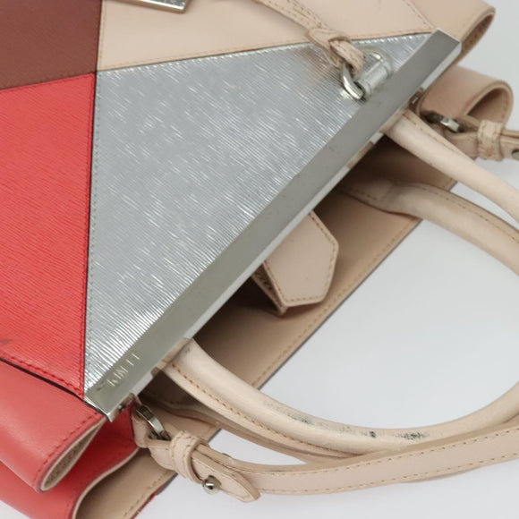 FENDI Petite to Jules Hand Bag Leather 2way Pink Silver Auth BA4096