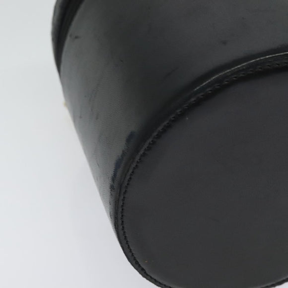 Christian Dior Chain Vanity Pouch Leather Black Gold Auth BA4097