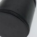 Christian Dior Chain Vanity Pouch Leather Black Gold Auth BA4097-14