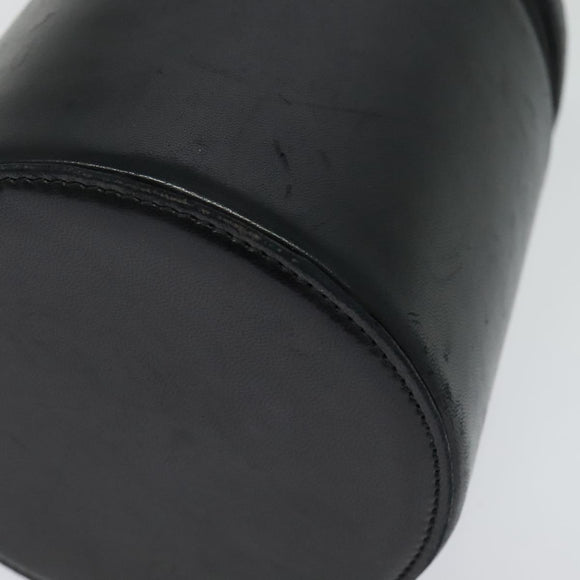 Christian Dior Chain Vanity Pouch Leather Black Gold Auth BA4097