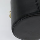 Christian Dior Chain Vanity Pouch Leather Black Gold Auth BA4097-15