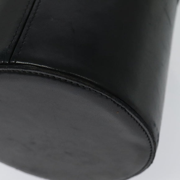 Christian Dior Chain Vanity Pouch Leather Black Gold Auth BA4097