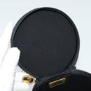 Christian Dior Chain Vanity Pouch Leather Black Gold Auth BA4097-10