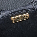 Christian Dior Chain Vanity Pouch Leather Black Gold Auth BA4097-11