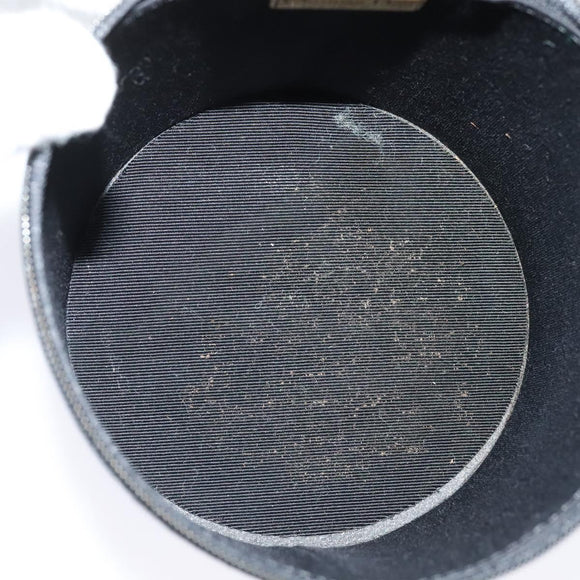 Christian Dior Chain Vanity Pouch Leather Black Gold Auth BA4097