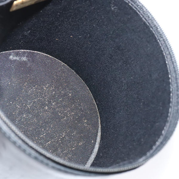 Christian Dior Chain Vanity Pouch Leather Black Gold Auth BA4097