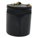 Christian Dior Chain Vanity Pouch Leather Black Gold Auth BA4097-2