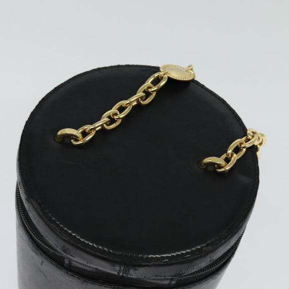 Christian Dior Chain Vanity Pouch Leather Black Gold Auth BA4097