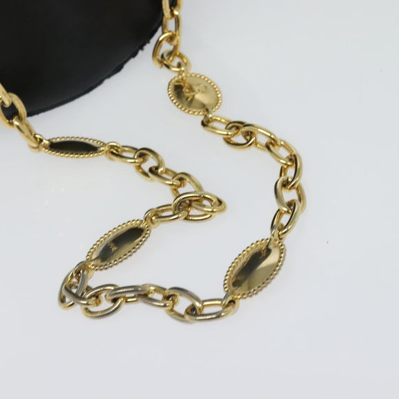 Christian Dior Chain Vanity Pouch Leather Black Gold Auth BA4097