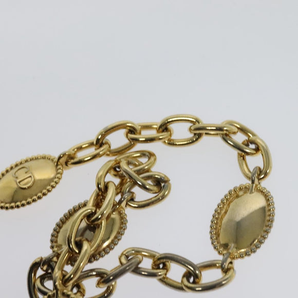 Christian Dior Chain Vanity Pouch Leather Black Gold Auth BA4097