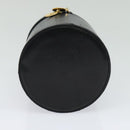 Christian Dior Chain Vanity Pouch Leather Black Gold Auth BA4097-5