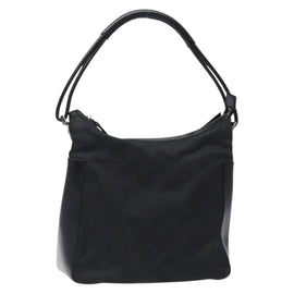 GUCCI GG Canvas Shoulder Bag Nylon Black Silver 001 3766 Auth BA4115