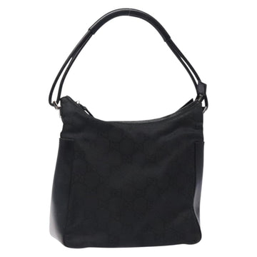 GUCCI GG Canvas Shoulder Bag Nylon Black Silver 001 3766 Auth BA4115