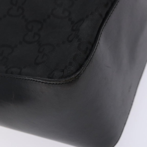 GUCCI GG Canvas Shoulder Bag Nylon Black Silver 001 3766 Auth BA4115
