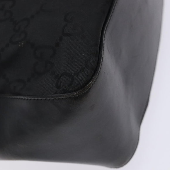 GUCCI GG Canvas Shoulder Bag Nylon Black Silver 001 3766 Auth BA4115