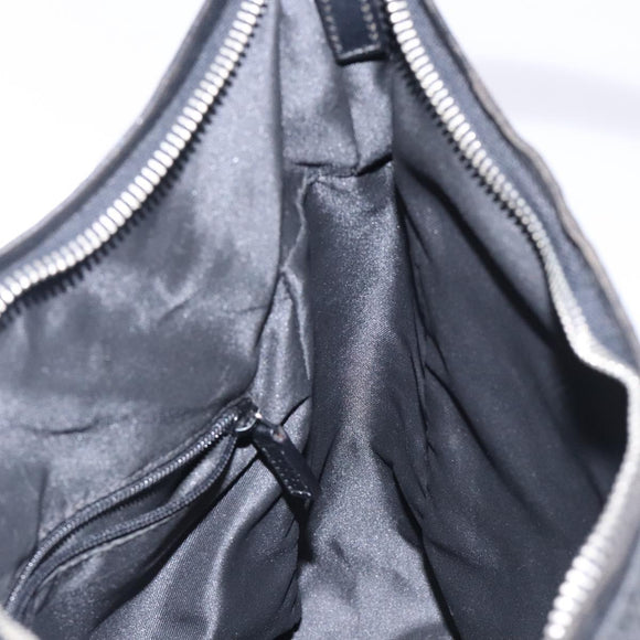 GUCCI GG Canvas Shoulder Bag Nylon Black Silver 001 3766 Auth BA4115