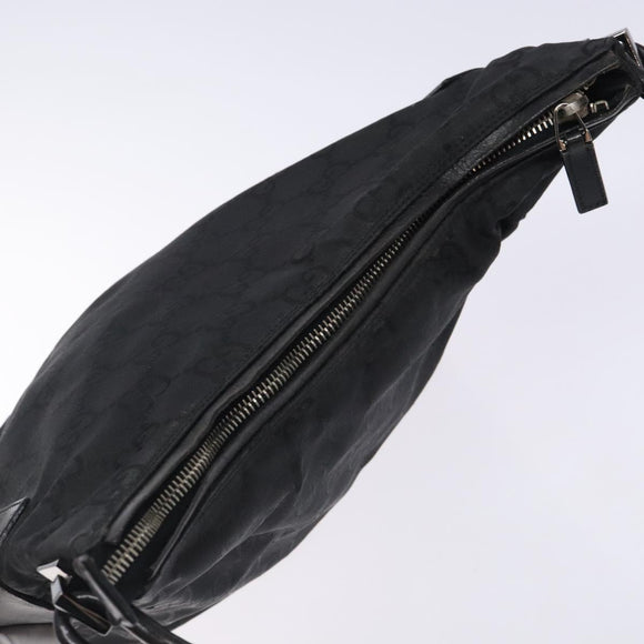 GUCCI GG Canvas Shoulder Bag Nylon Black Silver 001 3766 Auth BA4115