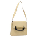 GUCCI Shoulder Bag Leather Cream Gold Auth BA4121-1
