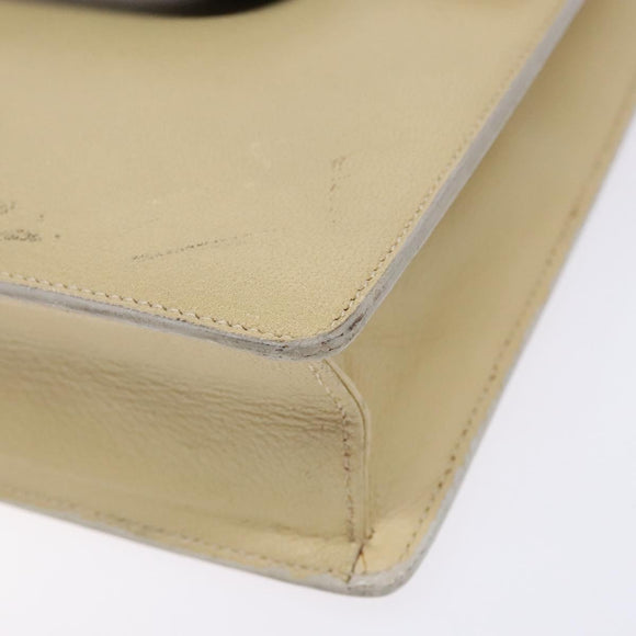 GUCCI Shoulder Bag Leather Cream Gold Auth BA4121