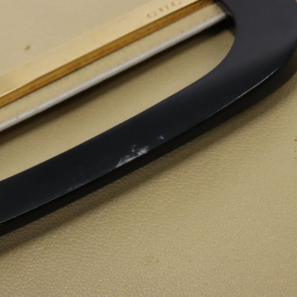 GUCCI Shoulder Bag Leather Cream Gold Auth BA4121