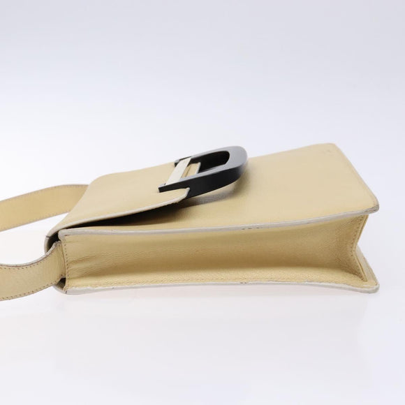 GUCCI Shoulder Bag Leather Cream Gold Auth BA4121